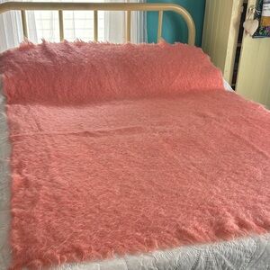 Wool Salmon Peach Blanket Throw Wrap